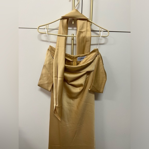 Fabrique.co Thai brand Pierre Scarf off shoulder Dress in honey gold, size small - Picture 11 of 16